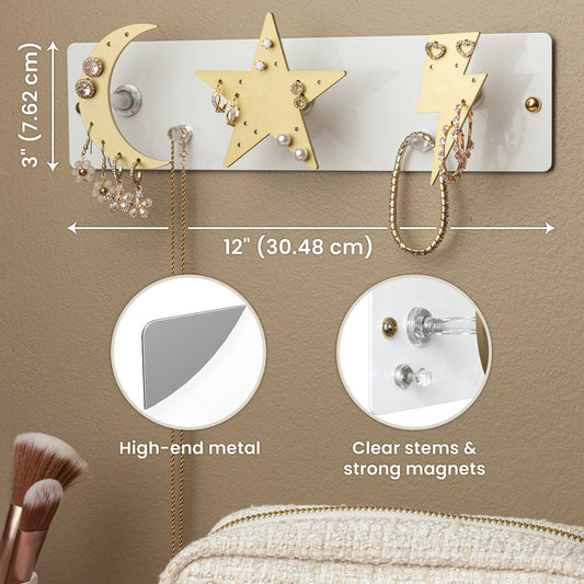 CK Organizers Magnetic Jewelry Organizer Wall Mount | Jewelry Organizer and Storage | Teenager Girl Gifts | Dorm Organization and Storage