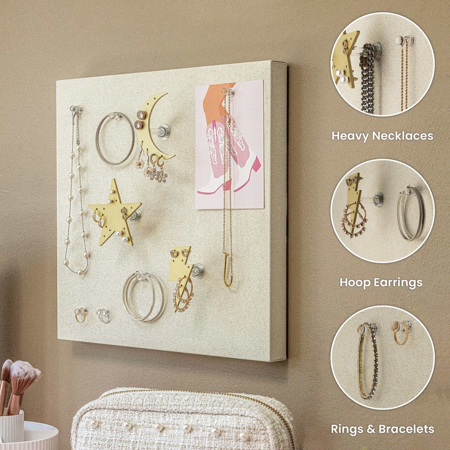CK Organizers Magnetic Jewelry Organizer Wall Mount | Jewelry Organizer and Storage | Teenager Girl Gifts | Dorm Organization and Storage