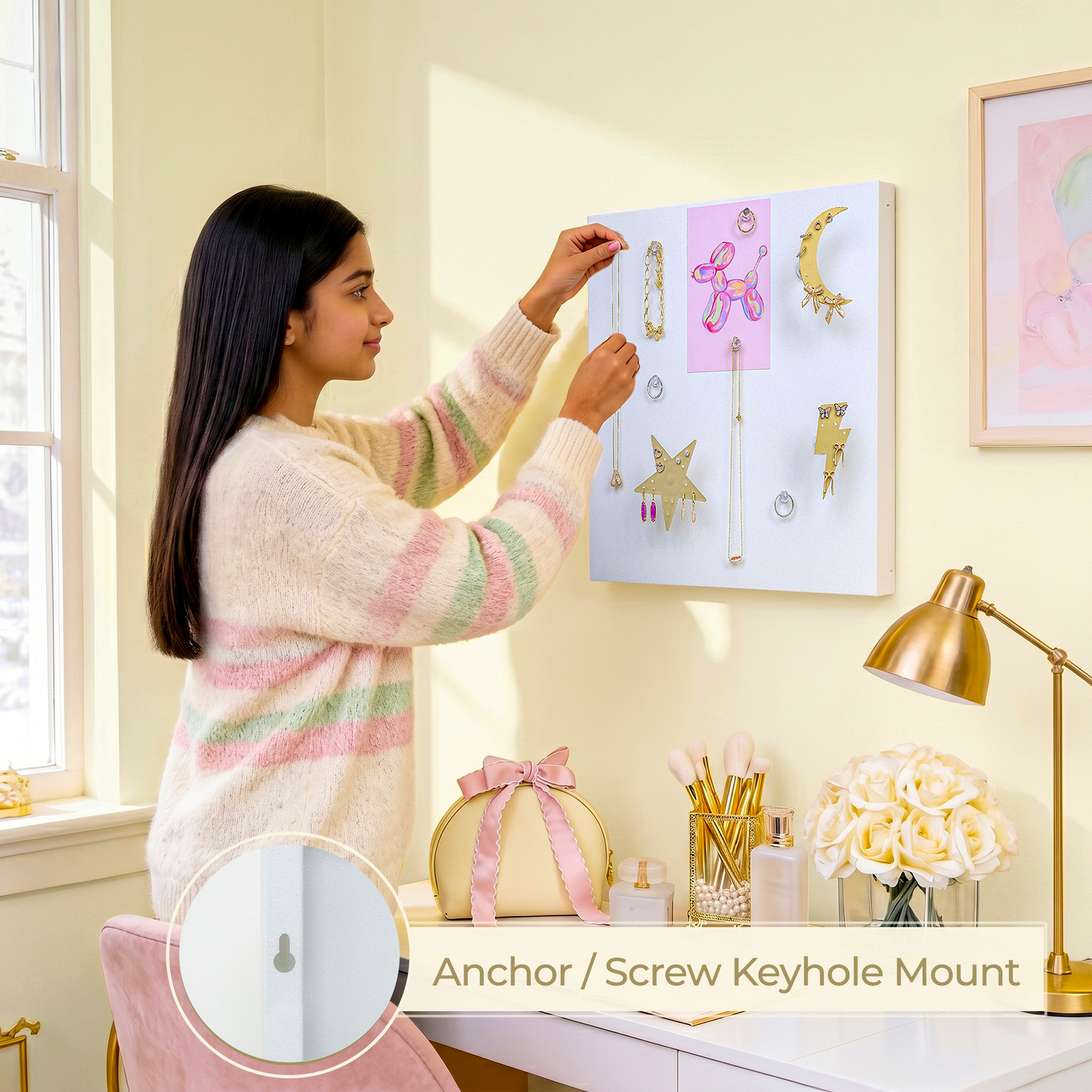 Large Wall Jewelry Organizer | Teen Girl Dorm Storage