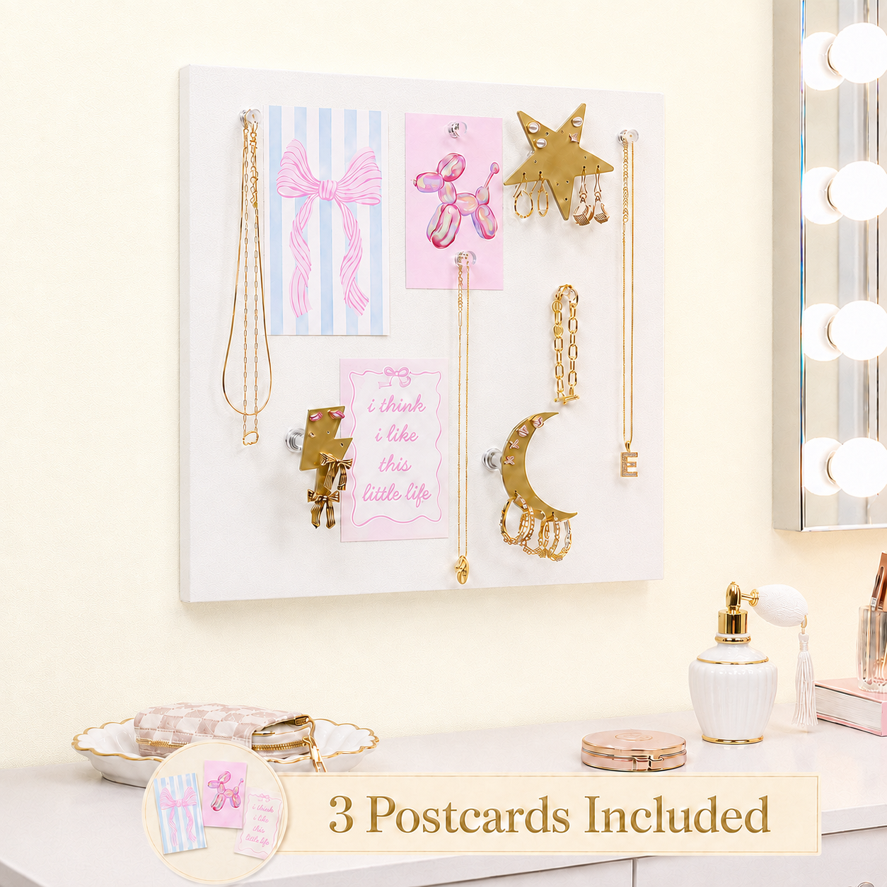 Large Wall Jewelry Organizer | Teen Girl Dorm Storage