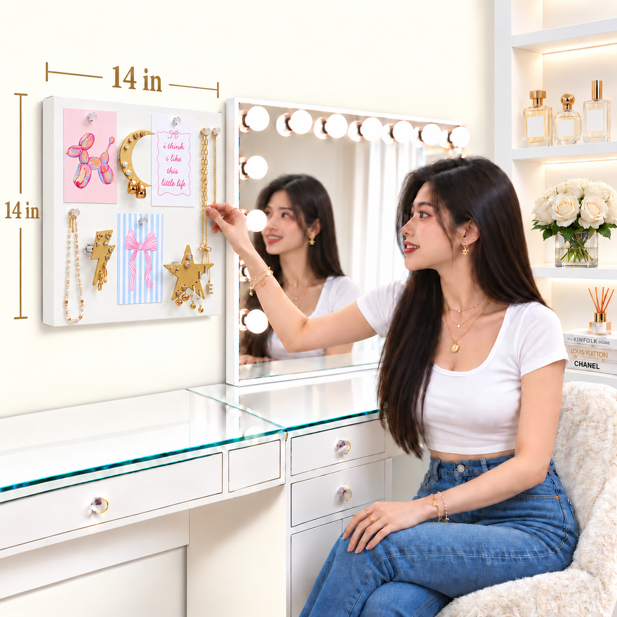 Large Wall Jewelry Organizer | Teen Girl Dorm Storage