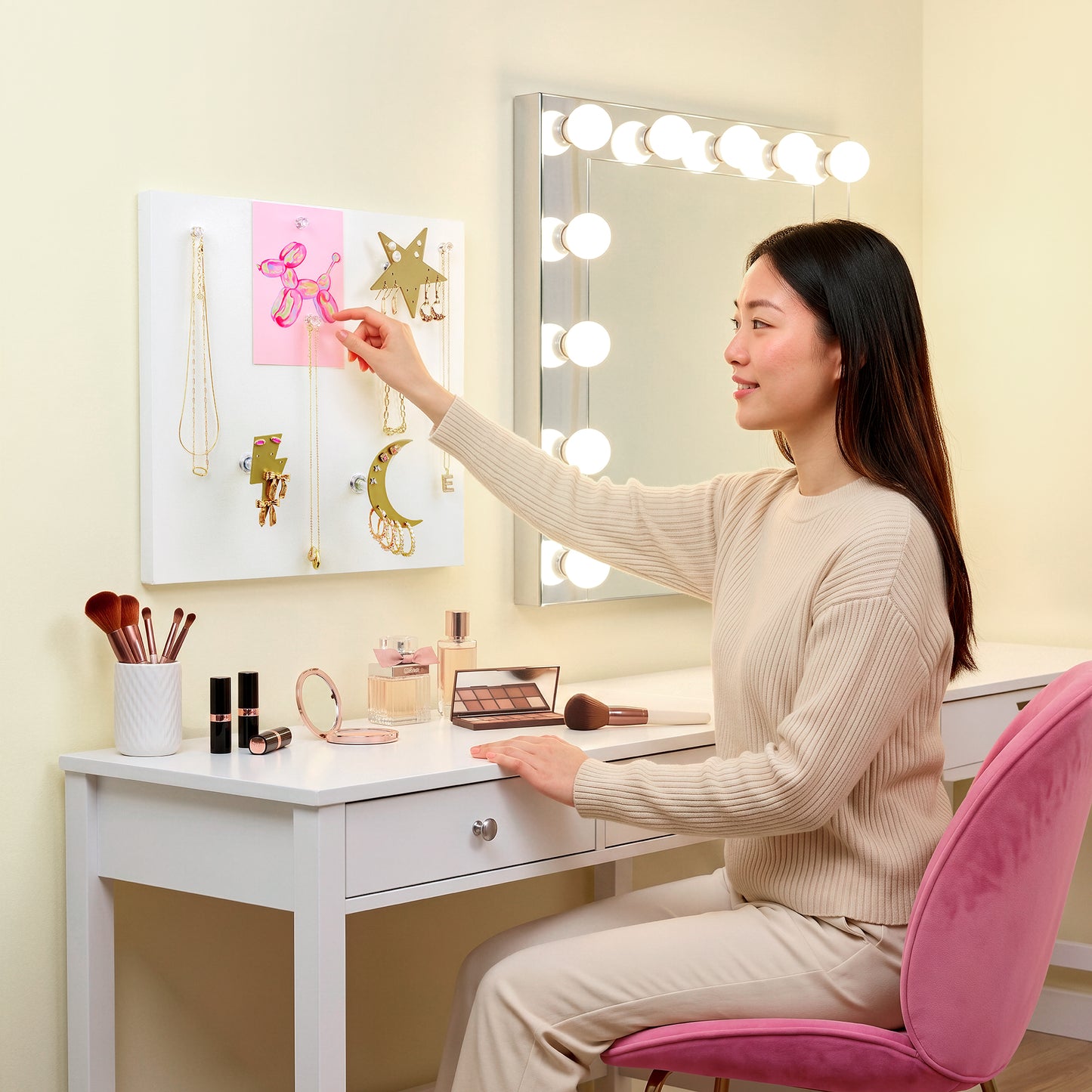 Large Wall Jewelry Organizer | Teen Girl Dorm Storage