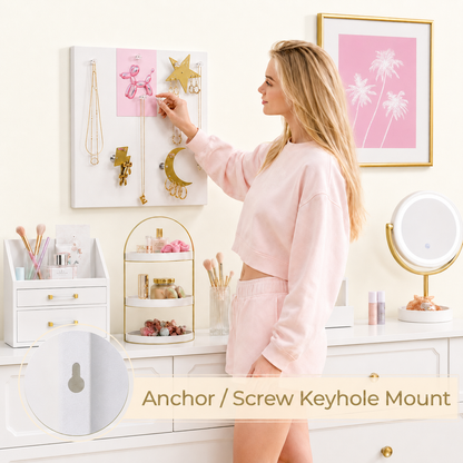 Large Wall Jewelry Organizer | Teen Girl Dorm Storage