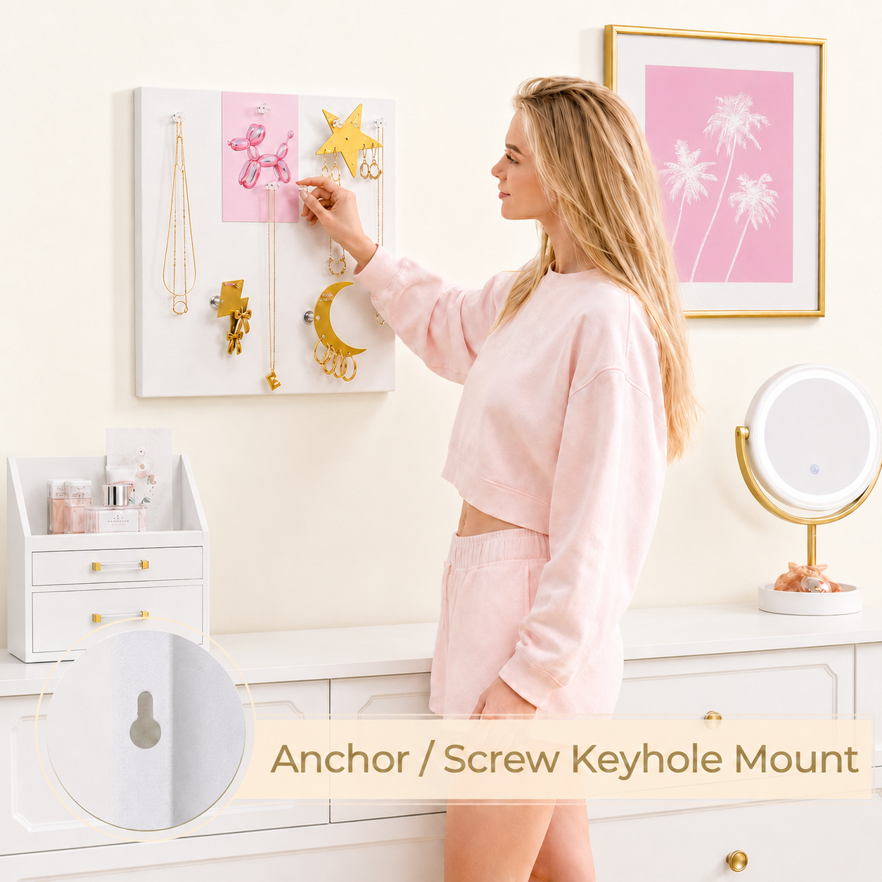 Large Wall Jewelry Organizer | Teen Girl Dorm Storage