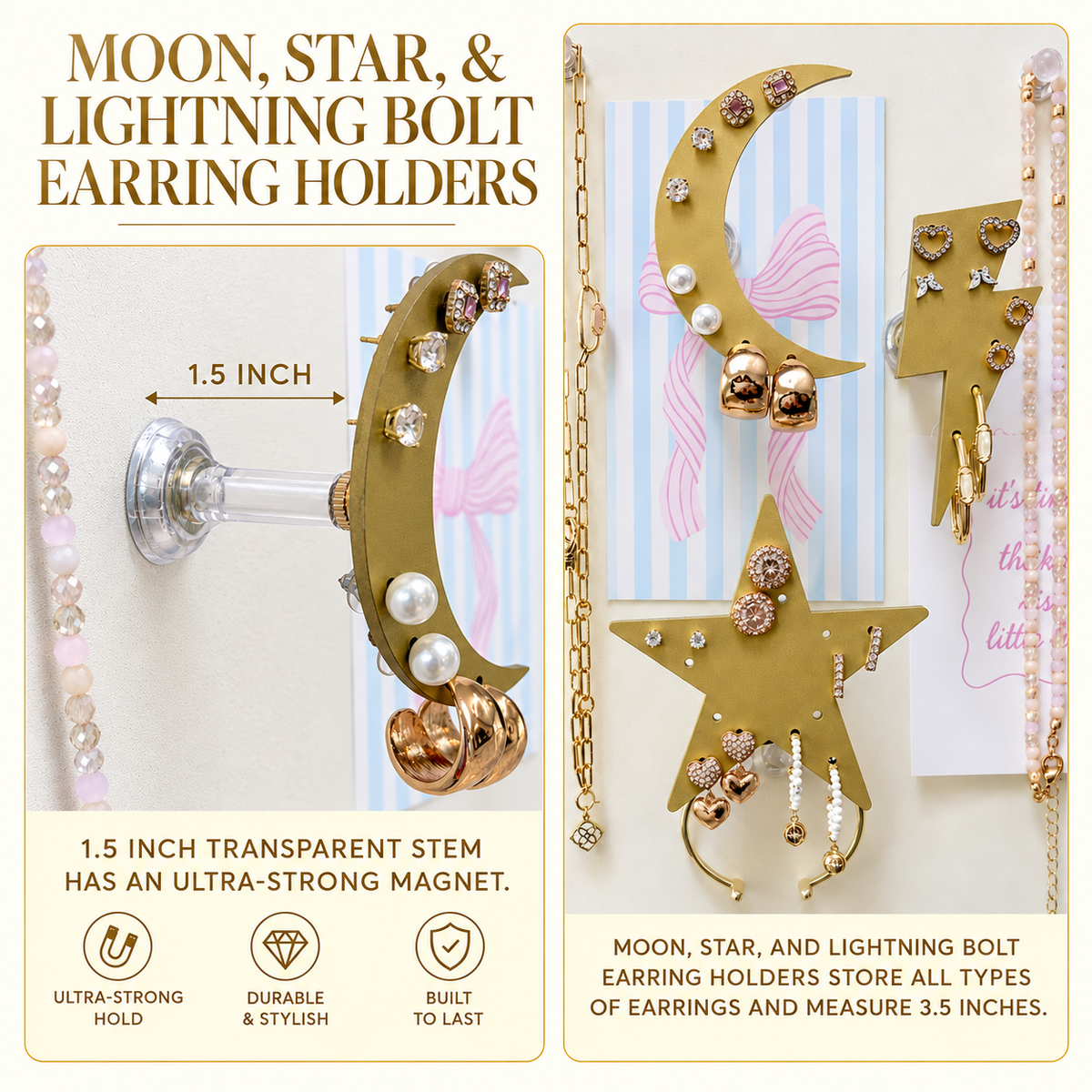 Large Wall Jewelry Organizer | Teen Girl Dorm Storage