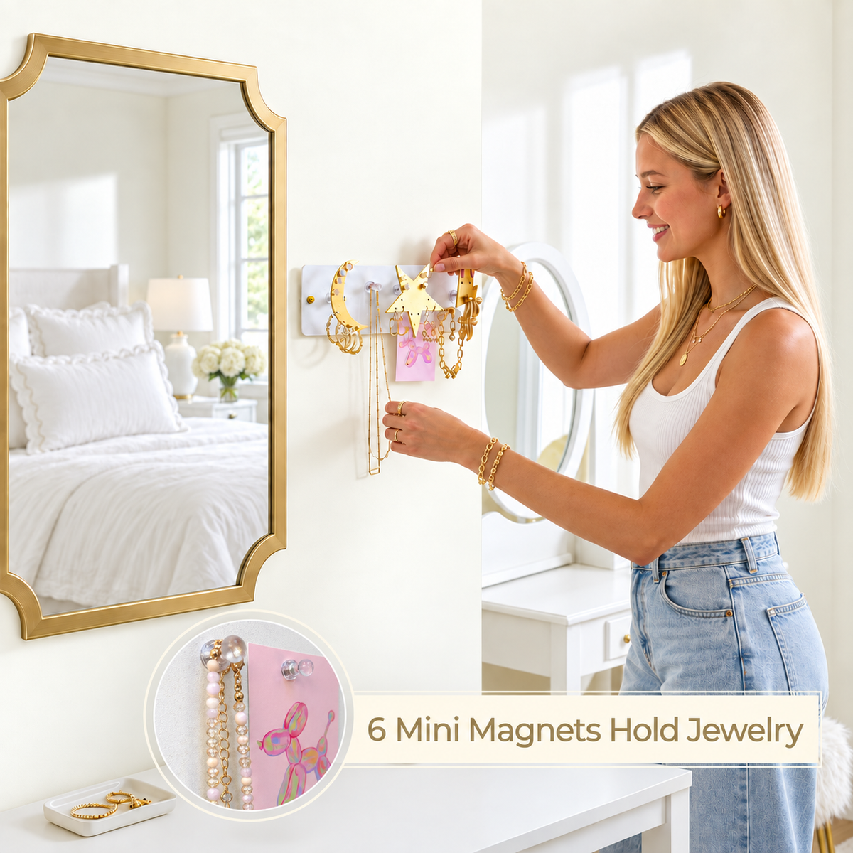 Small Wall Jewelry Organizer | Teen Girl Dorm Storage