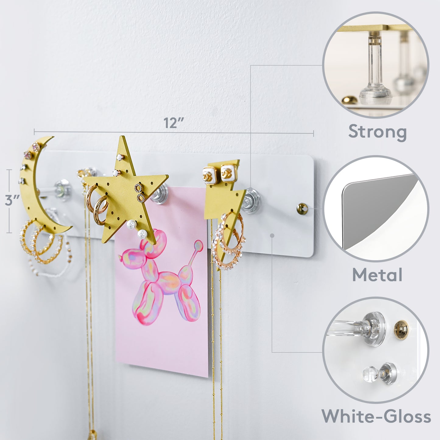 CK Organizers Magnetic Jewelry Organizer Wall Mount | Jewelry Organizer and Storage | Teenager Girl Gifts | Dorm Organization and Storage