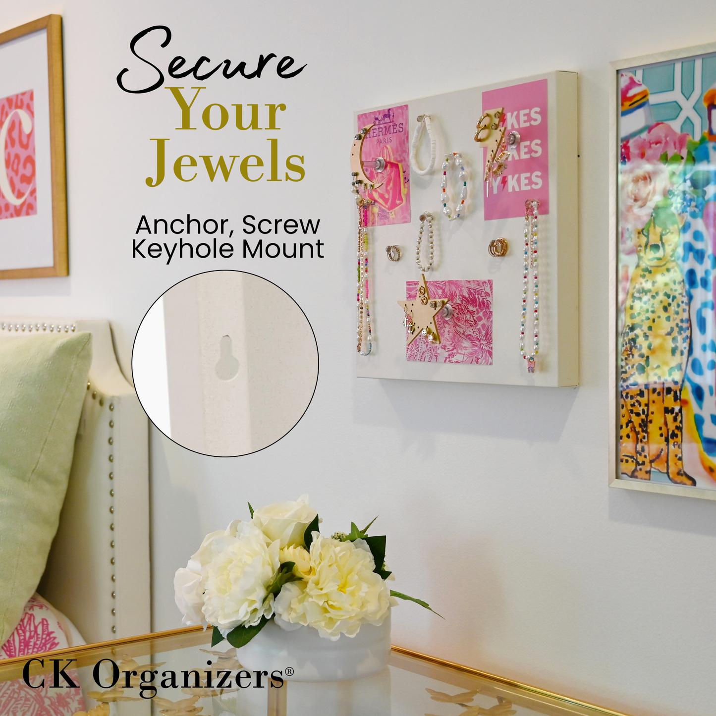 CK Organizers Magnetic Jewelry Organizer Wall Mount | Jewelry Organizer and Storage | Teenager Girl Gifts | Dorm Organization and Storage