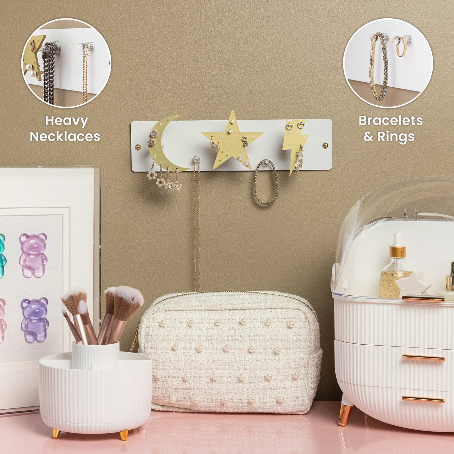 CK Organizers Magnetic Jewelry Organizer Wall Mount | Jewelry Organizer and Storage | Teenager Girl Gifts | Dorm Organization and Storage