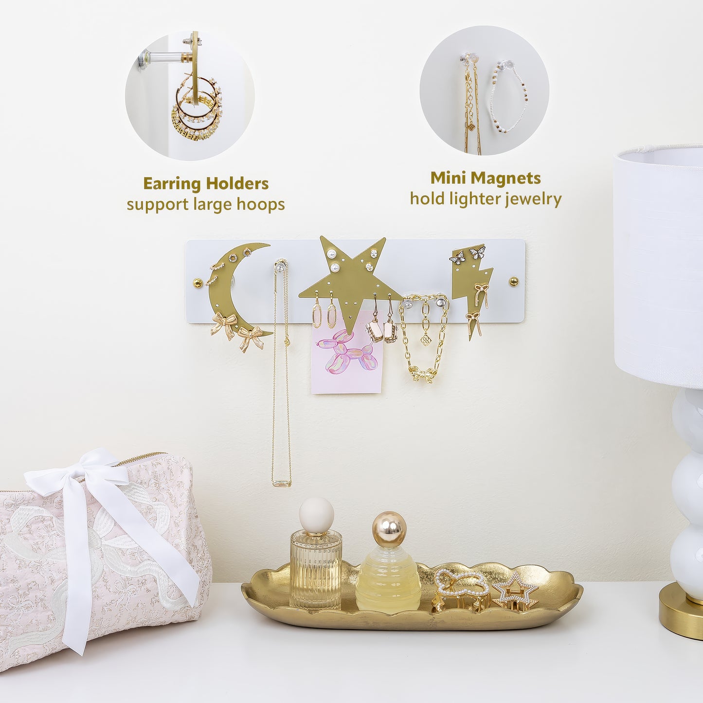 Small Wall Jewelry Organizer | Teen Girl Dorm Storage